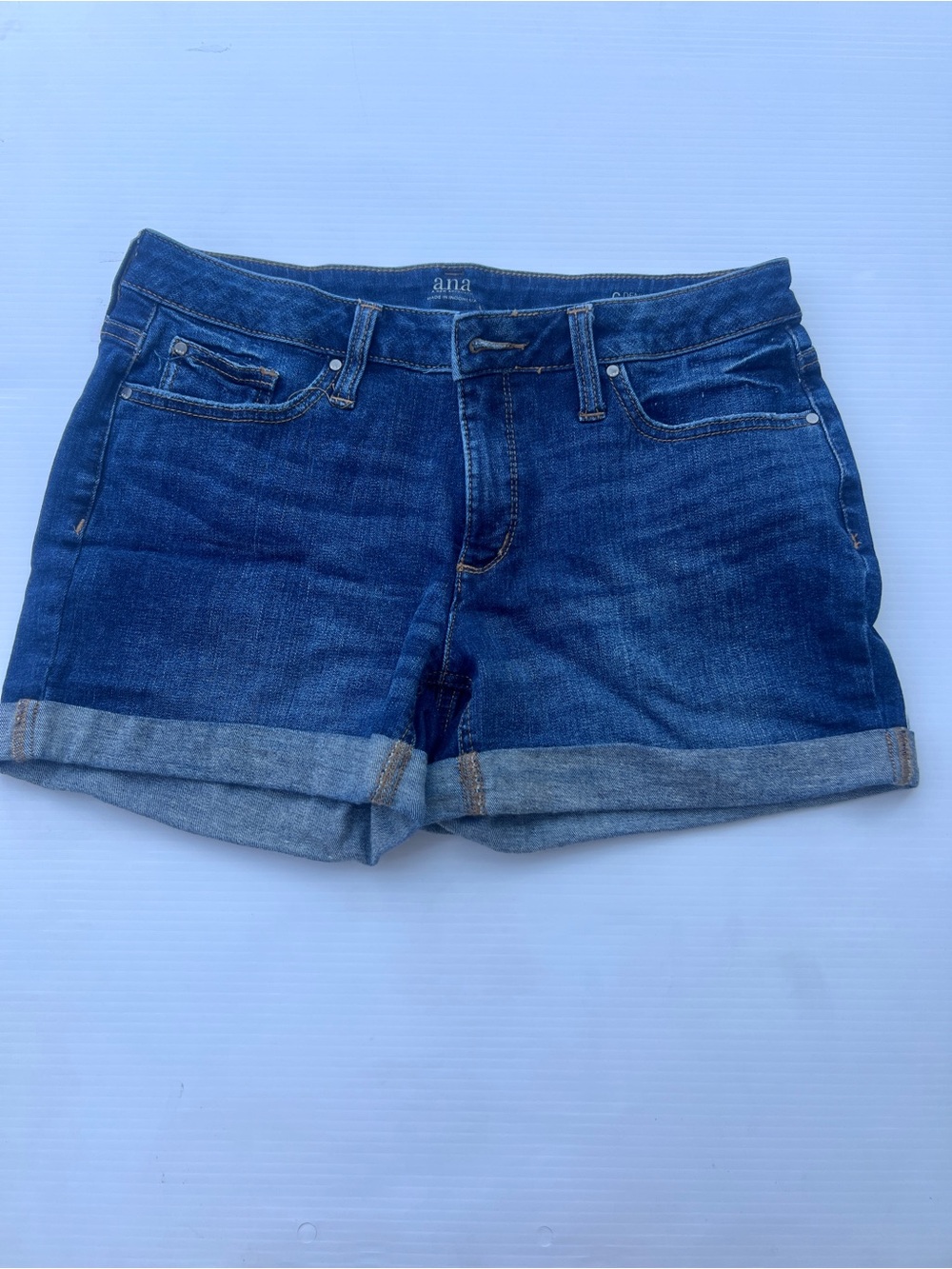 a.n.a Dark Blue Denim Rolled Cuff Jean Shorts